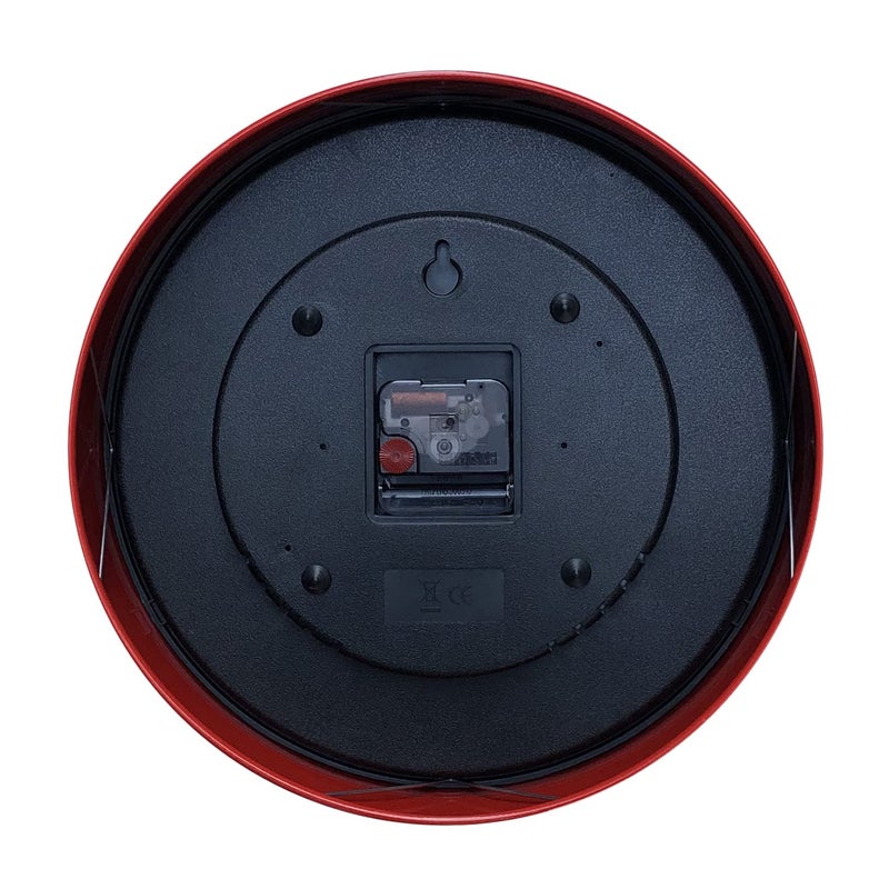 Cloudnola Station Metal Wall Clock, Red and White, 12 inch Diameter, Silent Non Ticking, Battery Operated Quartz Movement - Image 3